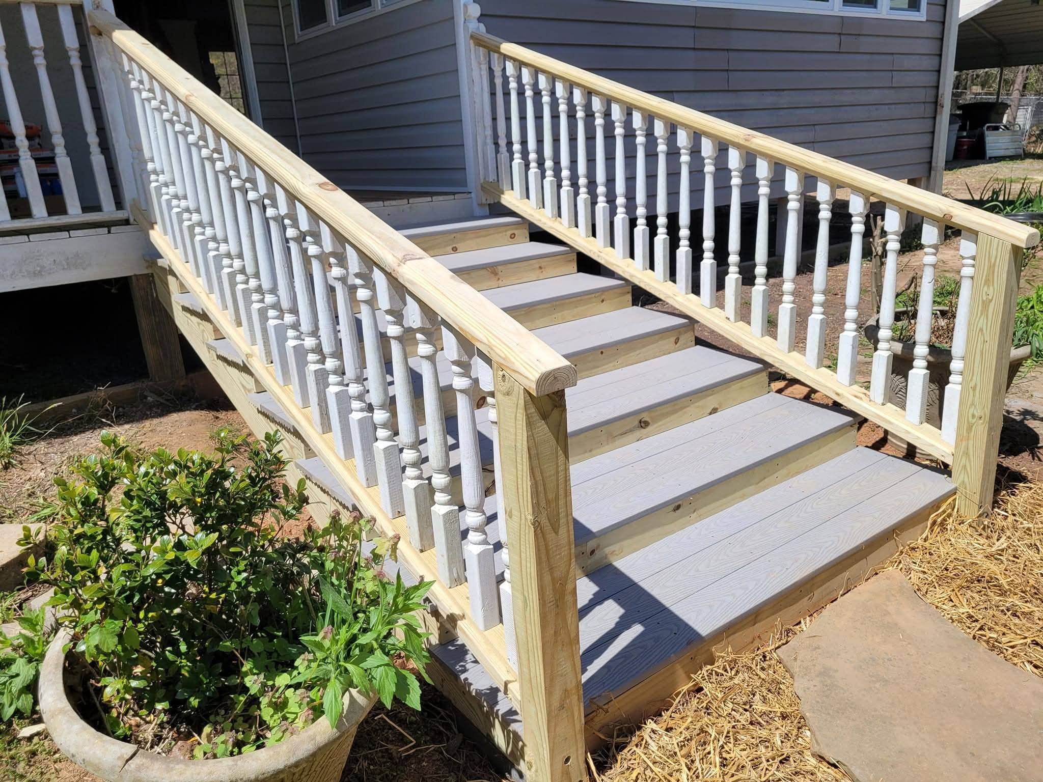 Stair rebuild with decorative turned balusters